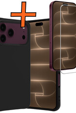 Nomfy Nomfy iPhone 18 Pro Max Hoesje Siliconen Met Screenprotector Met Dichte Notch - Zwart