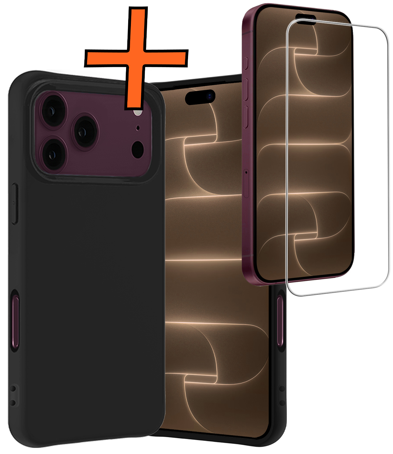 Nomfy Nomfy iPhone 18 Pro Max Hoesje Siliconen Met Screenprotector Met Dichte Notch - Zwart