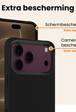 Nomfy Nomfy iPhone 18 Pro Max Hoesje Siliconen Met Screenprotector Met Dichte Notch - Zwart
