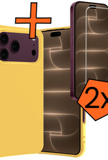 Nomfy Nomfy iPhone 18 Pro Max Hoesje Siliconen Met 2x Screenprotector Met Dichte Notch - Geel