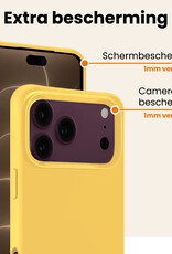 Nomfy Nomfy iPhone 18 Pro Max Hoesje Siliconen Met 2x Screenprotector Met Dichte Notch - Geel