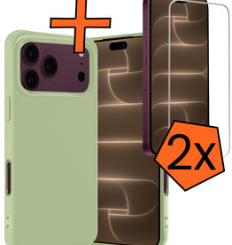 Nomfy Nomfy iPhone 18 Pro Max Hoesje Siliconen Met 2x Screenprotector Met Dichte Notch - Groen