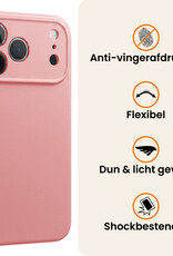 Nomfy Nomfy iPhone 18 Pro Max Hoesje Siliconen Met 2x Screenprotector Met Dichte Notch - Lichtroze