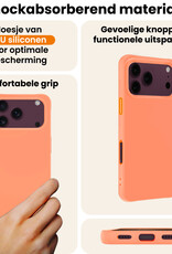 Nomfy Nomfy iPhone 18 Pro Max Hoesje Siliconen Met 2x Screenprotector Met Dichte Notch - Perzik