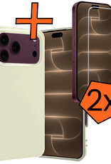 Nomfy Nomfy iPhone 18 Pro Max Hoesje Siliconen Met 2x Screenprotector Met Dichte Notch - Wit
