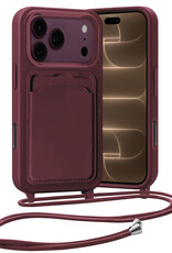 Nomfy Nomfy iPhone 18 Pro Hoesje Pashouder met Koord - Aubergine