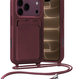 Nomfy Nomfy iPhone 18 Pro Hoesje Pashouder met Koord - Aubergine