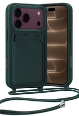 Nomfy Nomfy iPhone 18 Pro Hoesje Pashouder met Koord - Donkergroen