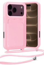 Nomfy Nomfy iPhone 18 Pro Hoesje Pashouder met Koord - Lichtroze