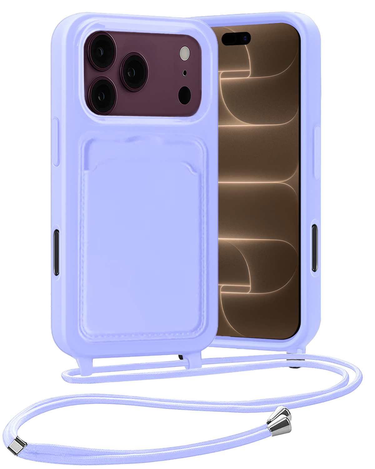 Nomfy Nomfy iPhone 18 Pro Hoesje Pashouder met Koord - Lila