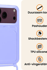 Nomfy Nomfy iPhone 18 Pro Hoesje Pashouder met Koord - Lila