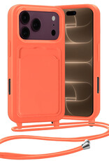 Nomfy Nomfy iPhone 18 Pro Hoesje Pashouder met Koord - Papaya
