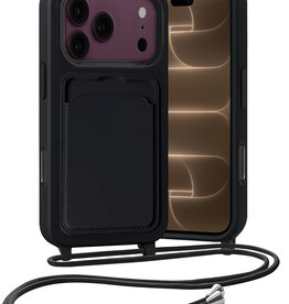 Nomfy Nomfy iPhone 18 Pro Hoesje Pashouder met Koord - Zwart