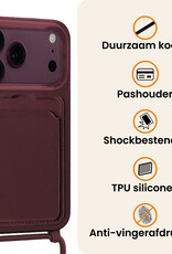 Nomfy Nomfy iPhone 18 Pro Max Hoesje Pashouder met Koord - Aubergine