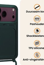 Nomfy Nomfy iPhone 18 Pro Max Hoesje Pashouder met Koord - Donkergroen