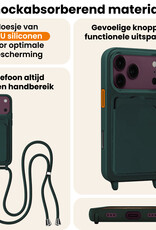 Nomfy Nomfy iPhone 18 Pro Max Hoesje Pashouder met Koord - Donkergroen