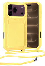 Nomfy Nomfy iPhone 18 Pro Max Hoesje Pashouder met Koord - Geel