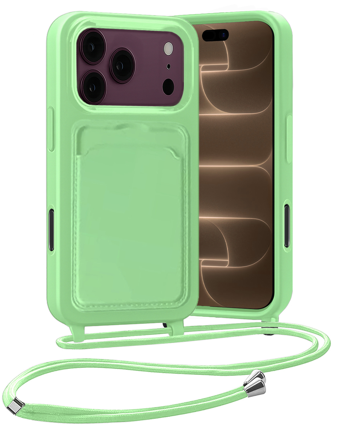 Nomfy Nomfy iPhone 18 Pro Max Hoesje Pashouder met Koord - Groen