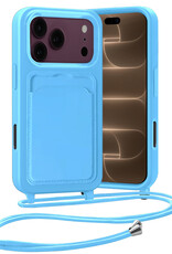 Nomfy Nomfy iPhone 18 Pro Max Hoesje Pashouder met Koord - Lichtblauw