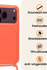 Nomfy Nomfy iPhone 18 Pro Max Hoesje Pashouder met Koord - Papaya