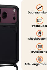 Nomfy Nomfy iPhone 18 Pro Max Hoesje Pashouder met Koord - Zwart