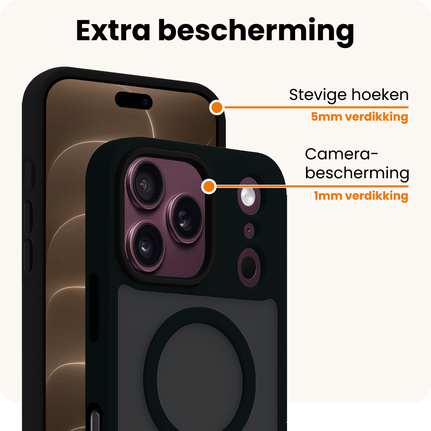 Nomfy Nomfy iPhone 18 Pro Magsafe Hoesje Zwart Met Screenprotector