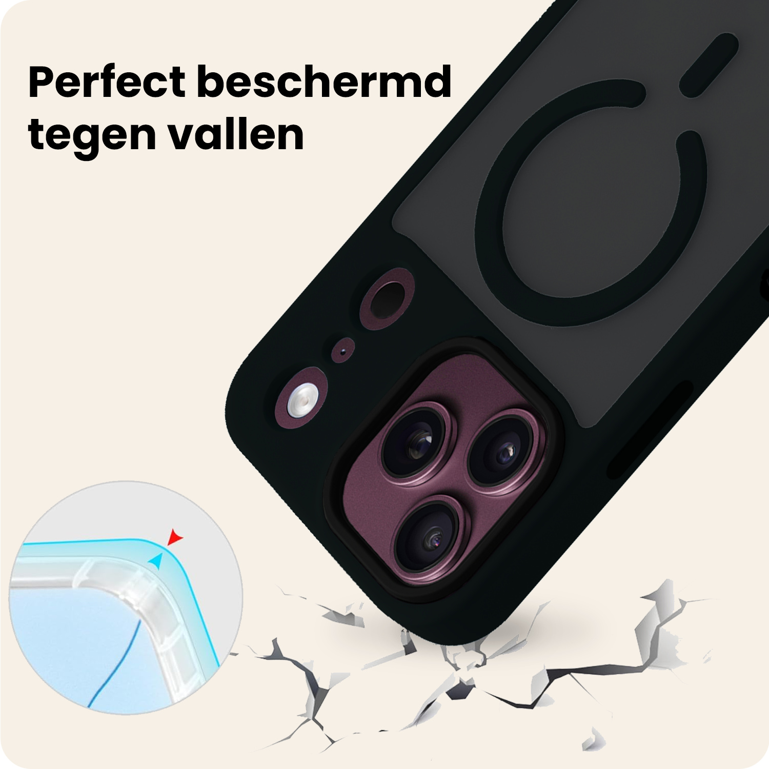 Nomfy Nomfy iPhone 18 Pro Magsafe Hoesje Zwart Met Screenprotector