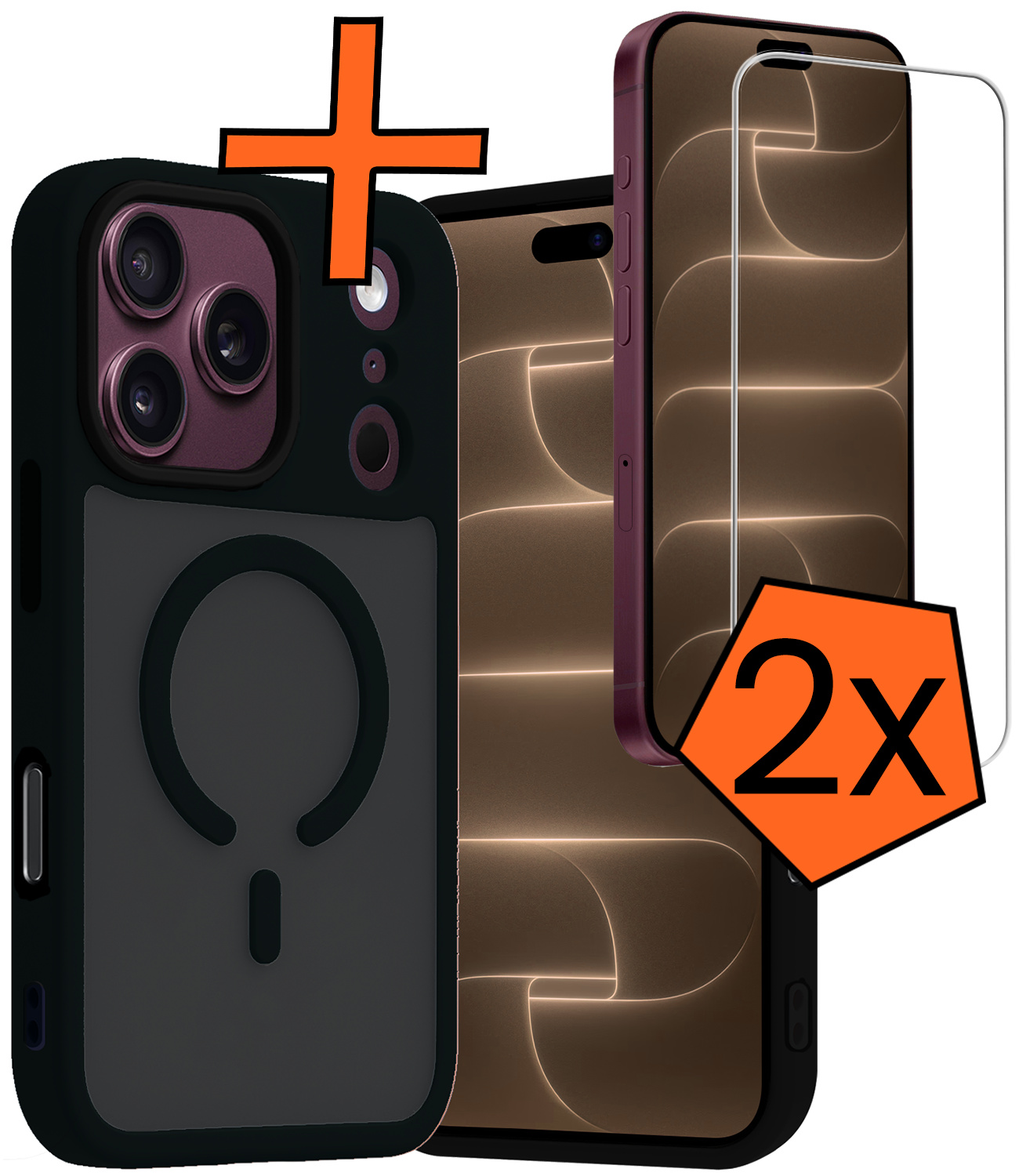 Nomfy Nomfy iPhone 18 Pro Magsafe Hoesje Zwart Met 2x Screenprotector