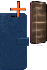 Nomfy Nomfy iPhone 18 Pro Hoesje Bookcase Met Screenprotector - Donkerblauw
