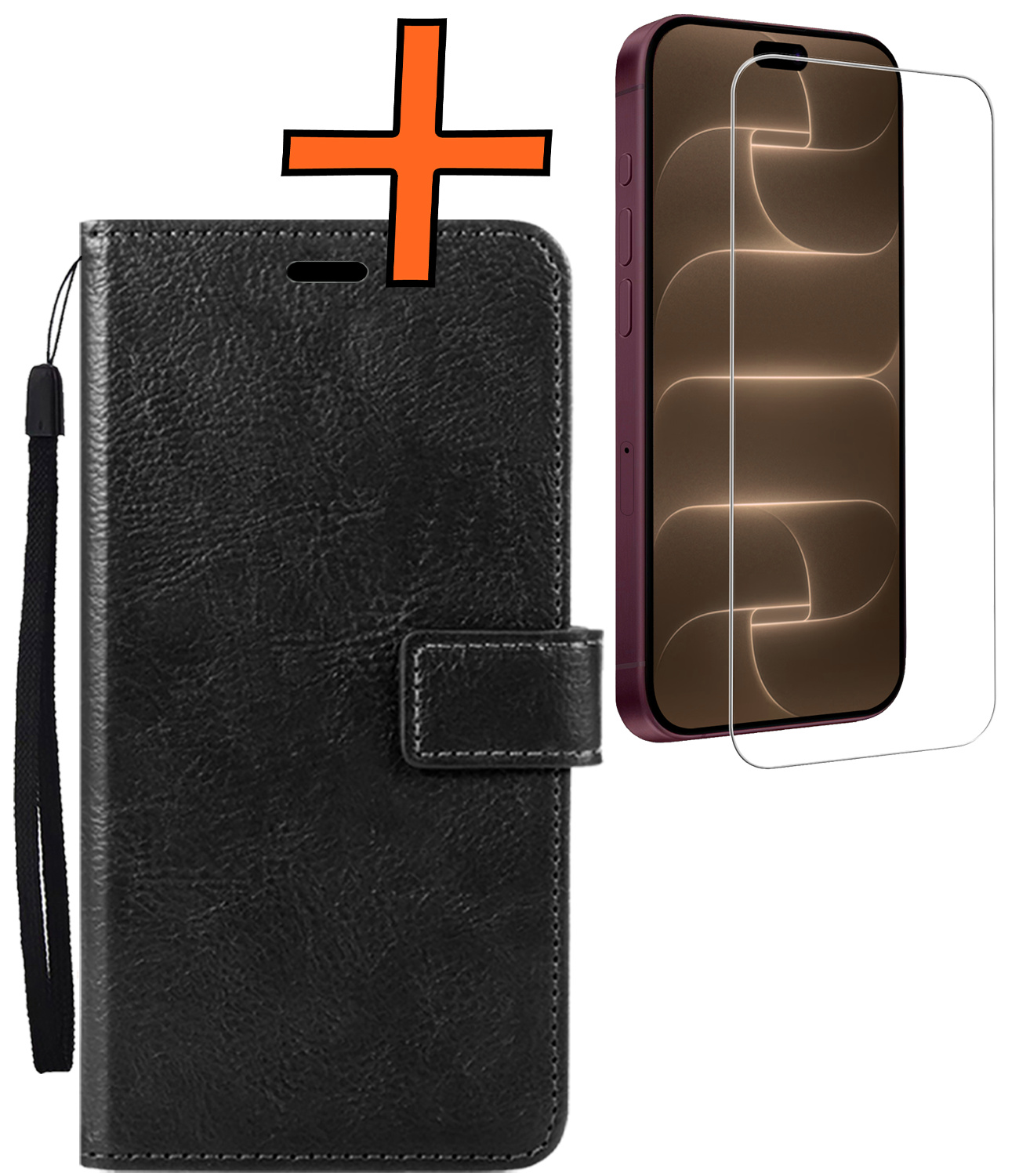 Nomfy Nomfy iPhone 18 Pro Hoesje Bookcase Met Screenprotector - Zwart