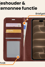 Nomfy Nomfy iPhone 18 Pro Hoesje Bookcase Met 2x Screenprotector - Bruin