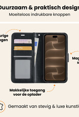 Nomfy Nomfy iPhone 18 Pro Hoesje Bookcase Met 2x Screenprotector - Zwart
