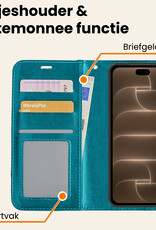 Nomfy Nomfy iPhone 18 Pro Max Hoesje Bookcase Met Screenprotector - Turquoise