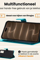 Nomfy Nomfy iPhone 18 Pro Max Hoesje Bookcase Met 2x Screenprotector - Turquoise