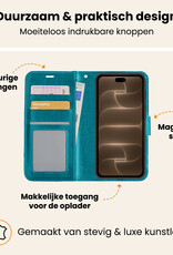 Nomfy Nomfy iPhone 18 Pro Max Hoesje Bookcase Met 2x Screenprotector - Turquoise