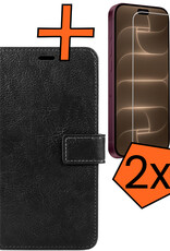 Nomfy Nomfy iPhone 18 Pro Max Hoesje Bookcase Met 2x Screenprotector - Zwart