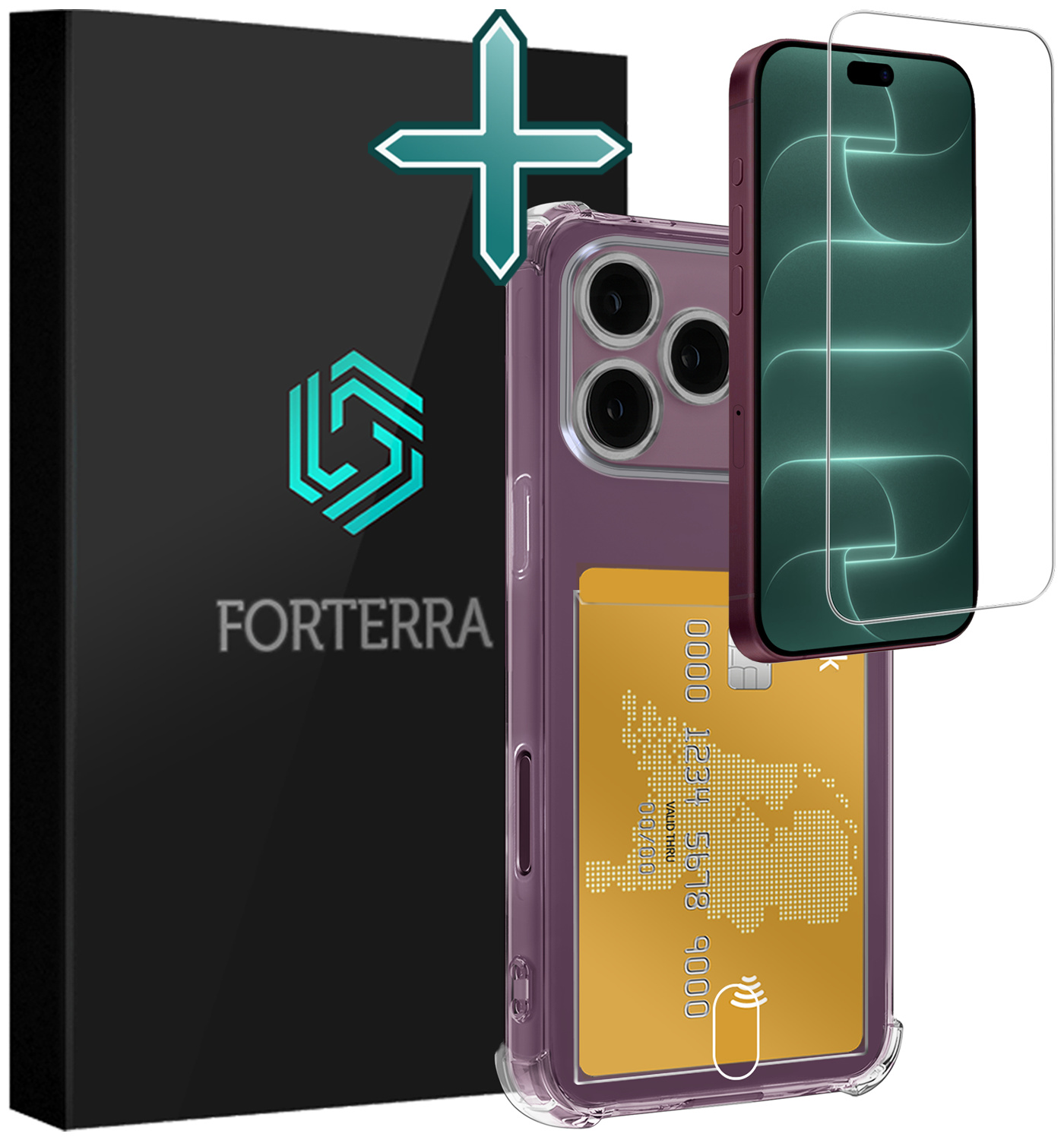Forterra Forterra iPhone 18 Pro Max Hoesje Pashouder Met Screenprotector