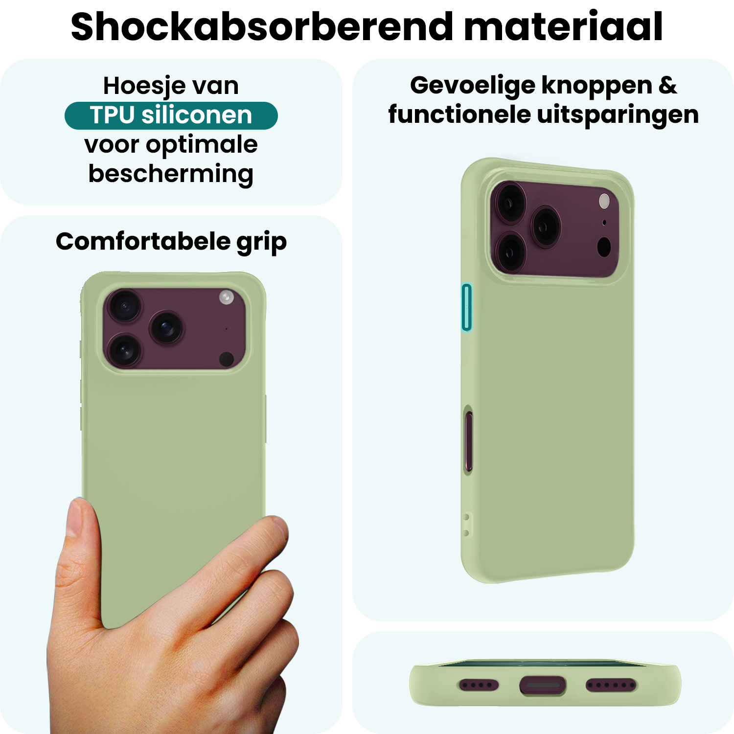 Forterra Forterra iPhone 18 Pro Hoesje Siliconen - Groen