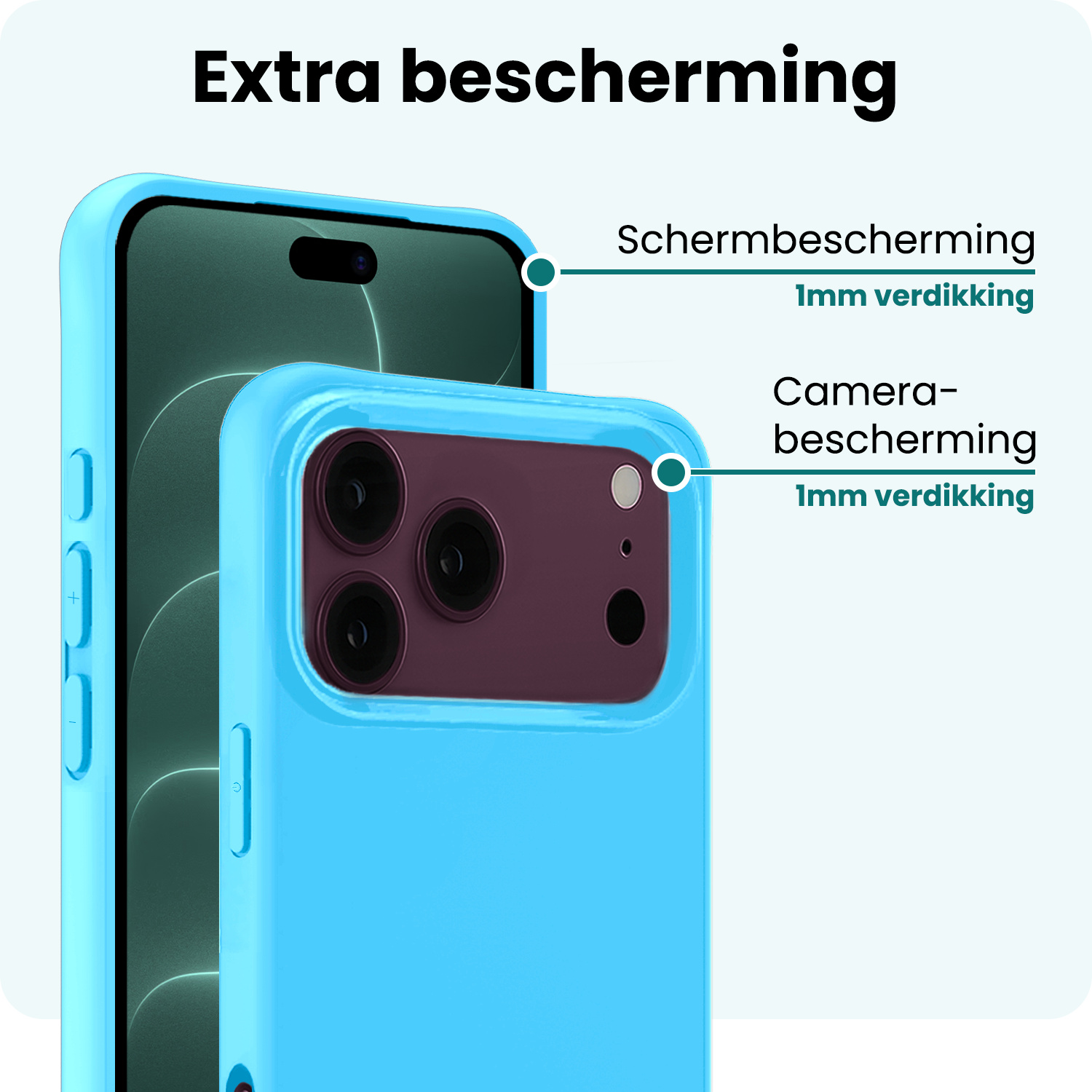 Forterra Forterra iPhone 18 Pro Hoesje Siliconen - Lichtblauw