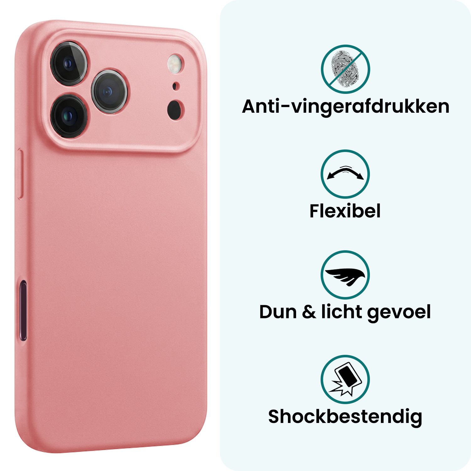 Forterra Forterra iPhone 18 Pro Hoesje Siliconen - Lichtroze