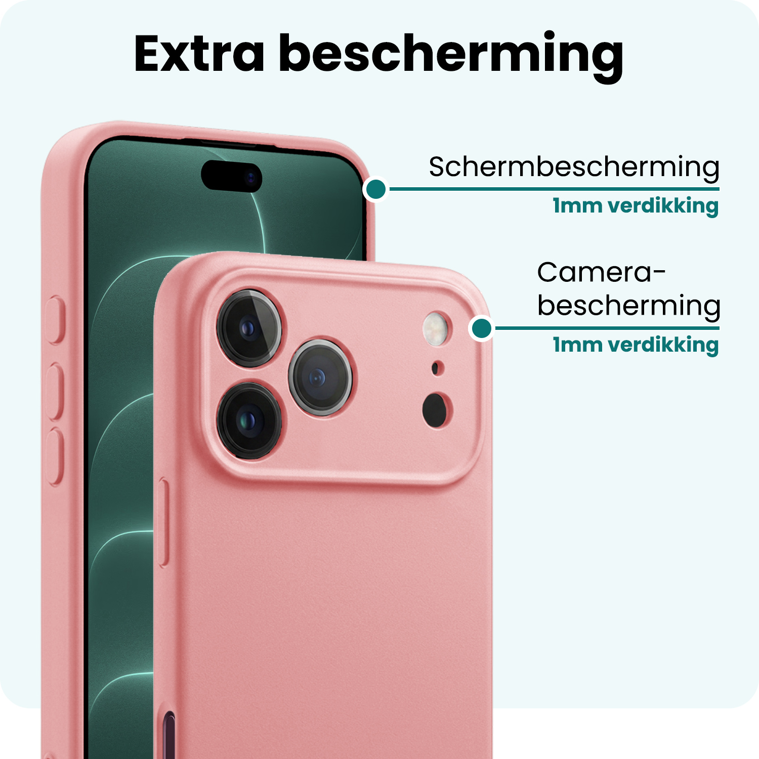 Forterra Forterra iPhone 18 Pro Hoesje Siliconen - Lichtroze
