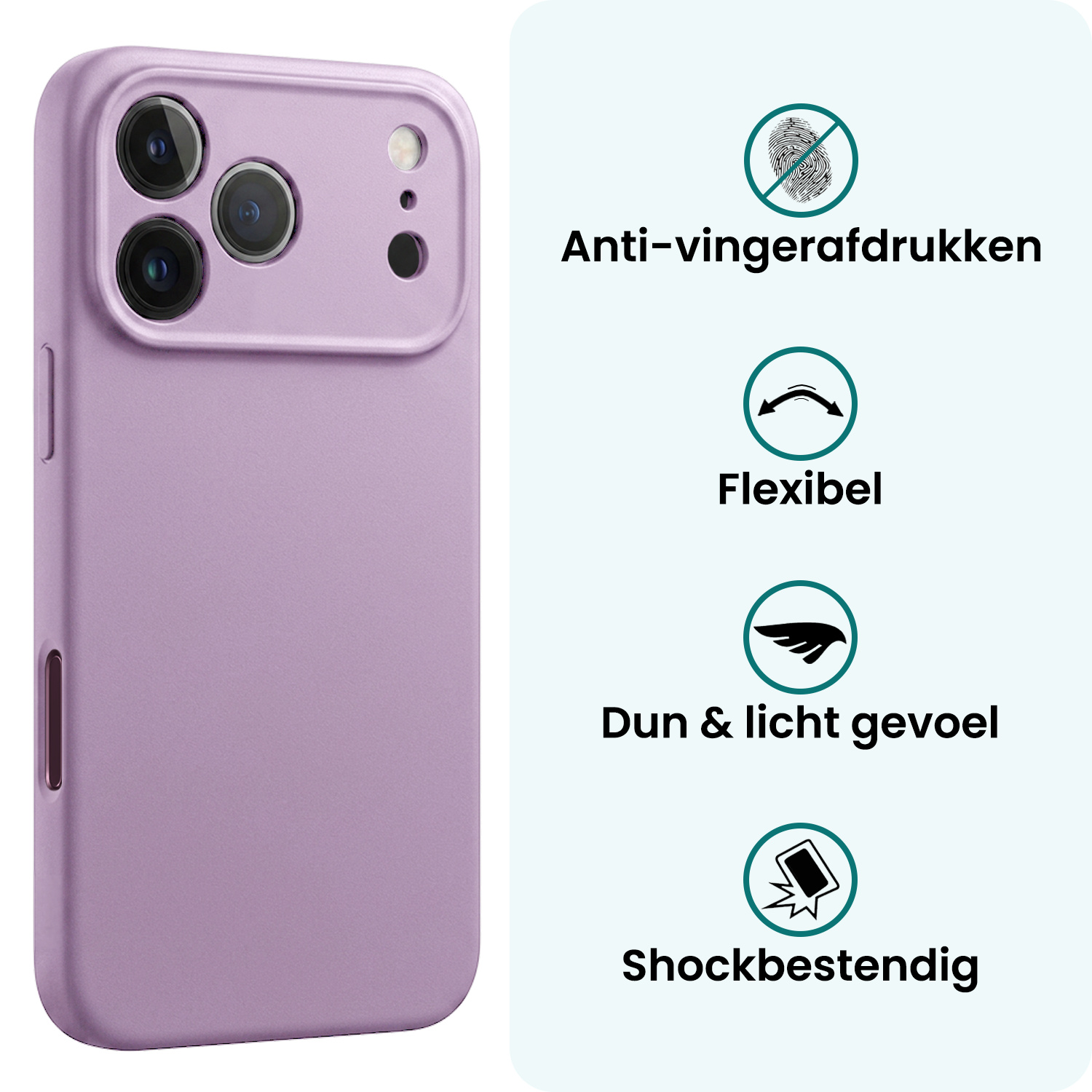 Forterra Forterra iPhone 18 Pro Hoesje Siliconen - Lila