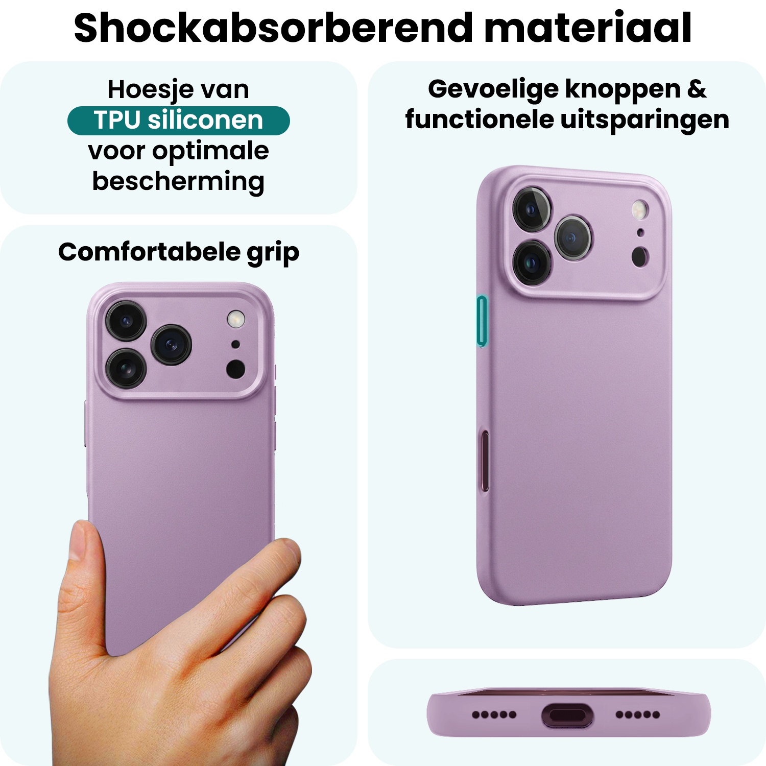 Forterra Forterra iPhone 18 Pro Hoesje Siliconen - Lila