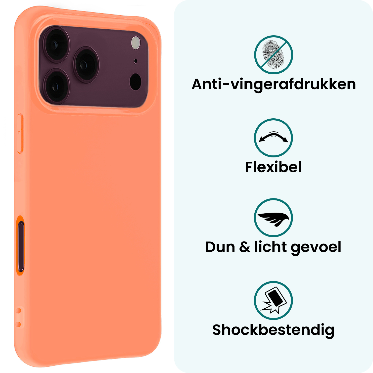 Forterra Forterra iPhone 18 Pro Hoesje Siliconen - Perzik