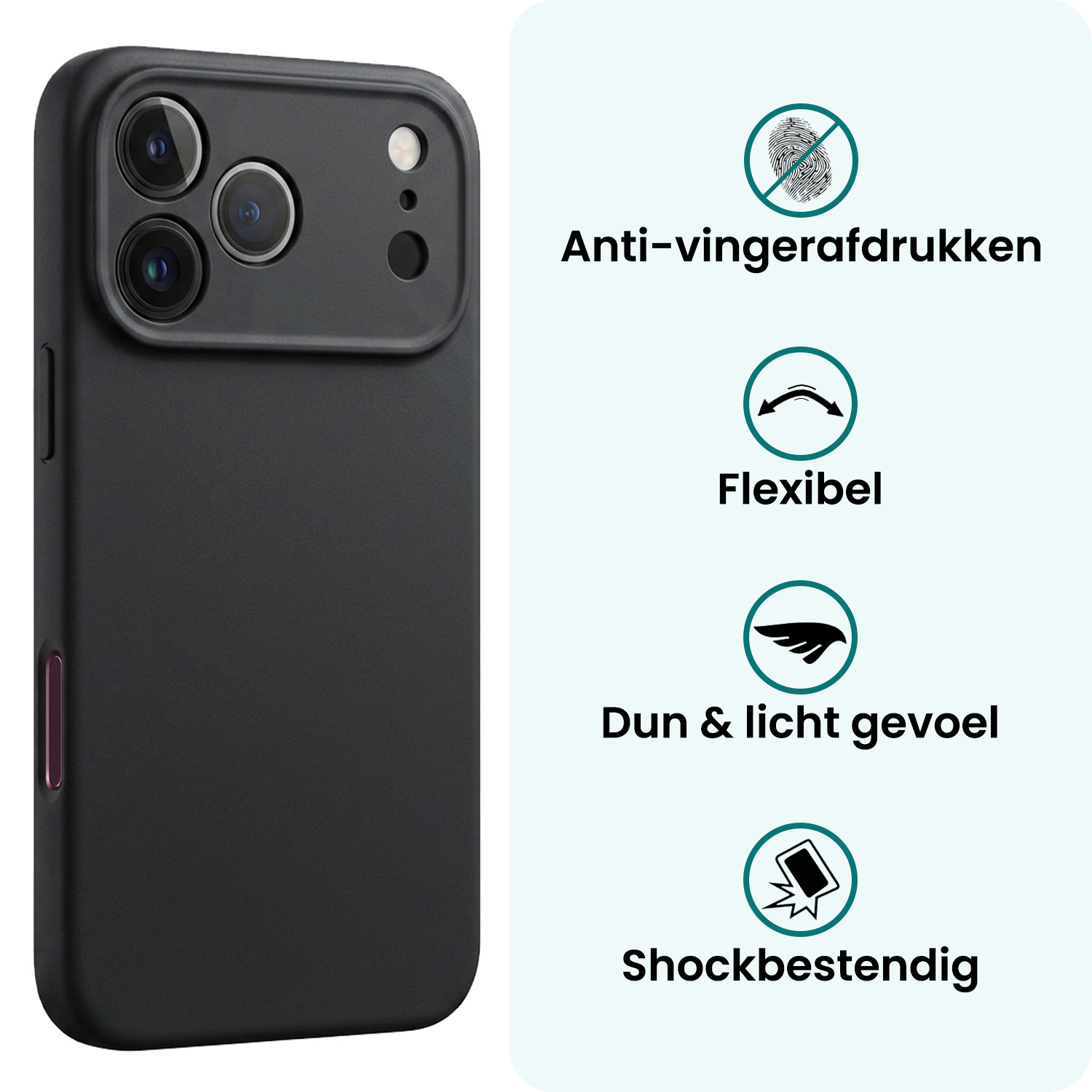 Forterra Forterra iPhone 18 Pro Hoesje Siliconen - Zwart