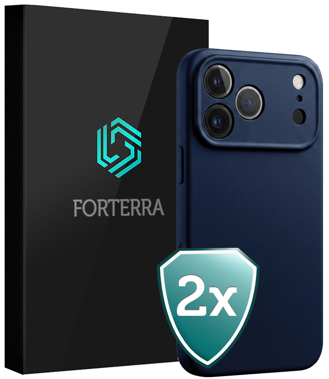 Forterra Forterra iPhone 18 Pro Hoesje Siliconen - Donkerblauw - 2 PACK