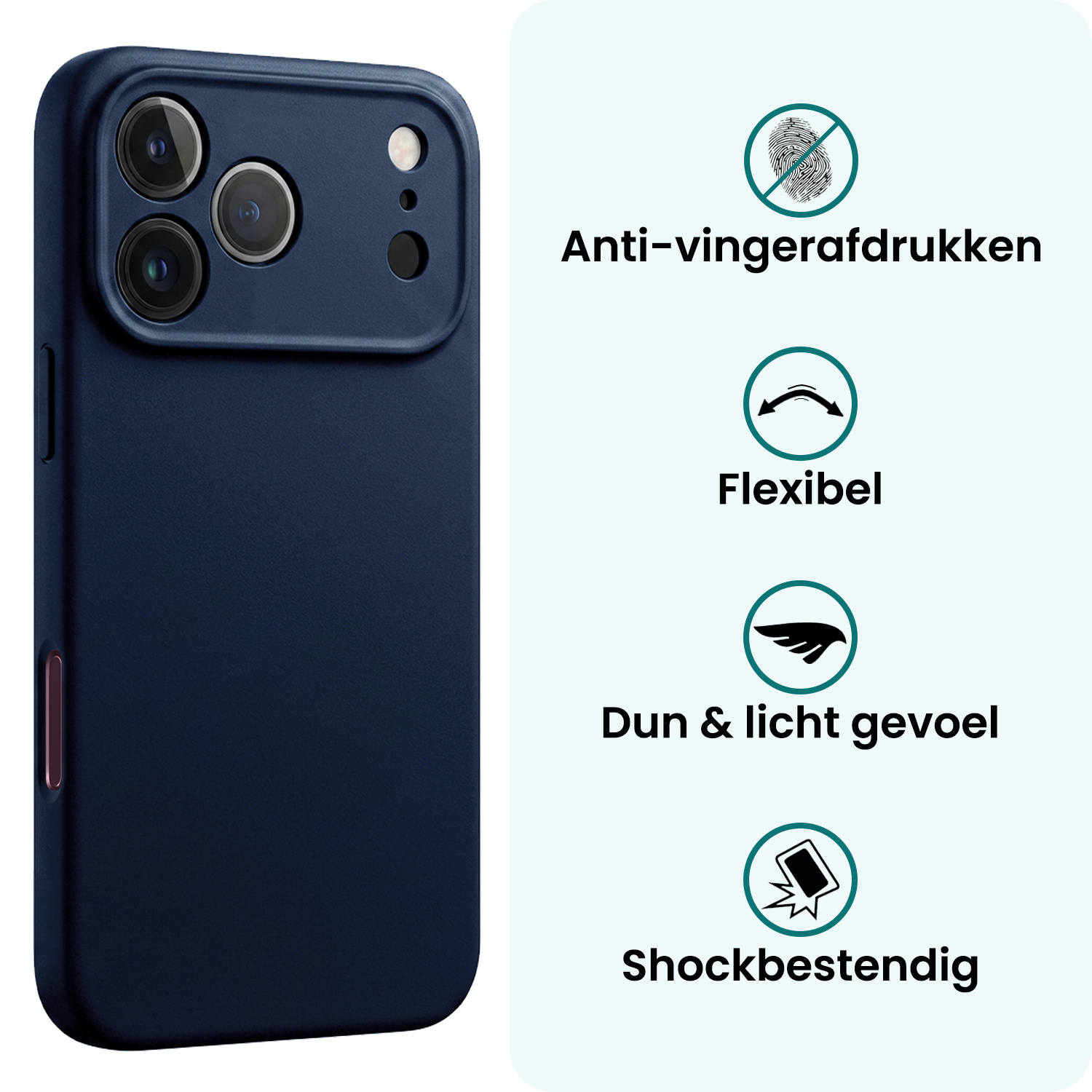Forterra Forterra iPhone 18 Pro Hoesje Siliconen - Donkerblauw - 2 PACK