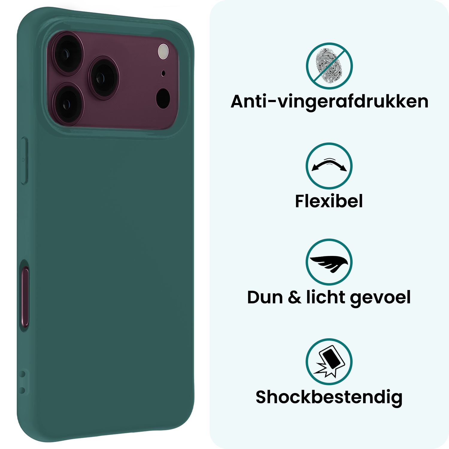 Forterra Forterra iPhone 18 Pro Hoesje Siliconen - Donkergroen - 2 PACK