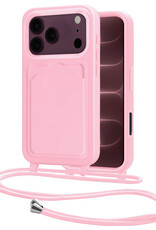 NoXx NoXx iPhone 18 Pro Hoesje Pashouder met Koord - Lichtroze