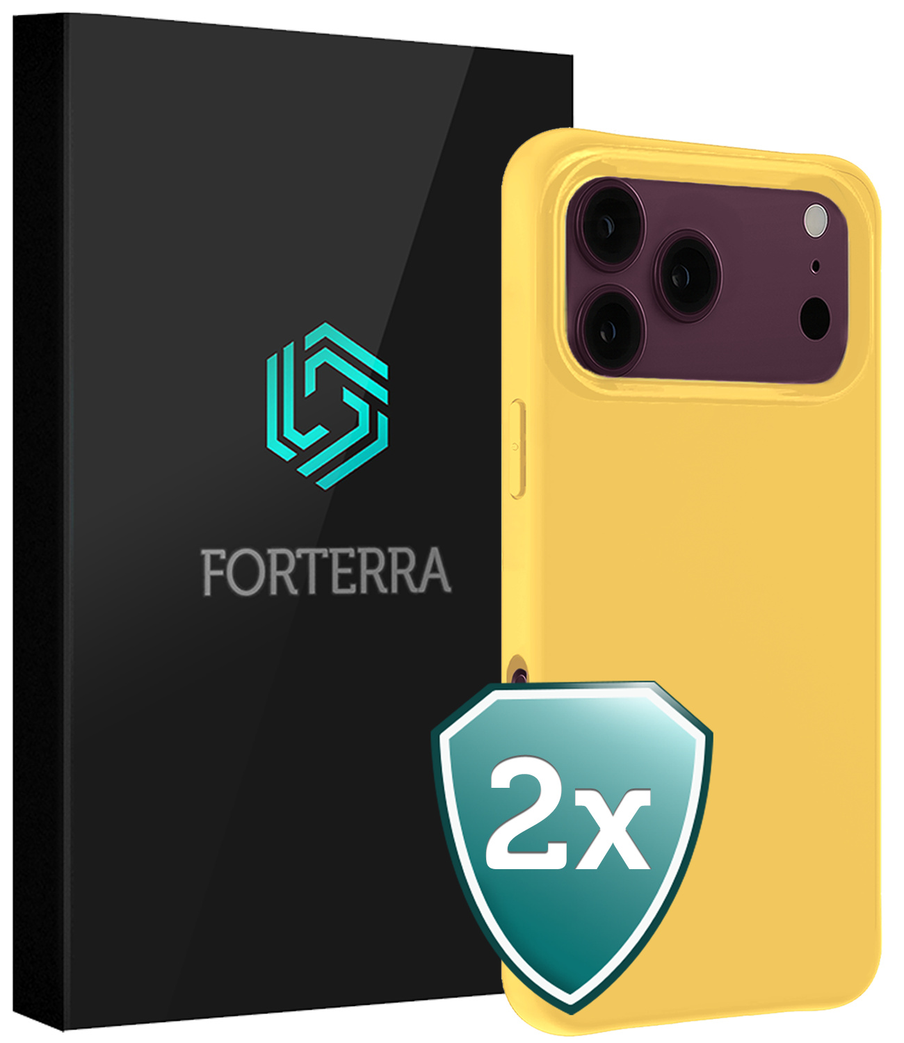 Forterra Forterra iPhone 18 Pro Hoesje Siliconen - Geel - 2 PACK